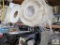 2 shelves of roll fiberglass and rolls of plastic