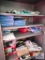 Safety gear in tan metal cabinet