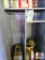 gray cabinet and contents
