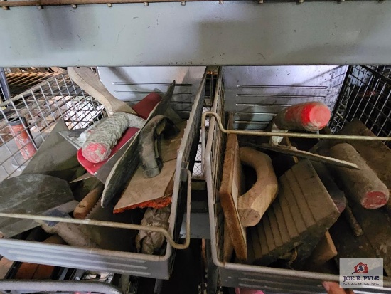 2 wire baskets of misc. trowels