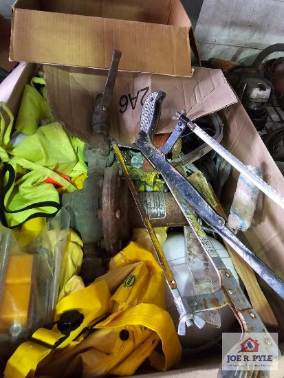 Box of misc. on wire shelf