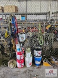 Selection of safety harnesses & air fittings & cable & buckets