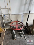 step stool & barrel dolly & jack stands