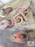 Assortment of red pulleys