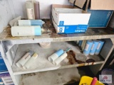 Grey shelf and contents