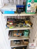 tan cabinet and contents