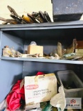 grey metal cabinet and contents