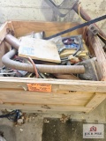 wooden box & contents