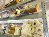 shelf w/fiberglass rolls& misc.