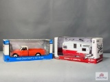 First Gear 1968 Chevrolet C 10 Truck Die Cast Metal w/box & Airflyte Shasta Model Trailer