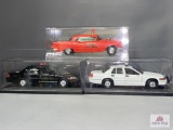 3 Model Cars in Hard Plastic Cases