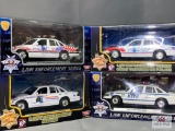 4 MotorMax Die Cast Metal Police Cars