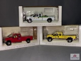3 Die Cast Ford F-250/350 Series Truck Models in box