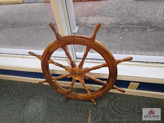 Small Wooden Ship Steering Wheel