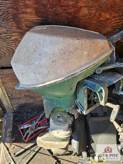 Vintage Green & White Boat Motor