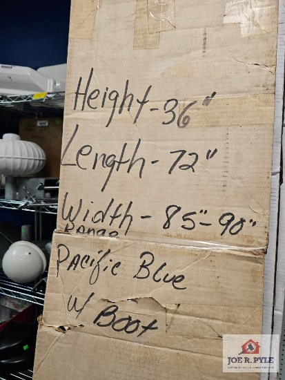 In Box 36"x72"x85-90" Pacific Blue w/Boot