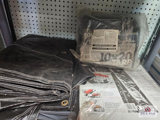 Lot of Assorted Sized Black Tarps