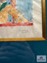 Pablo Picasso watercolor over pencil sketch 1970