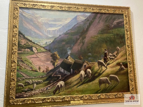 Gavarnie Noulet 'Sheep Grazing Mountain Scene'