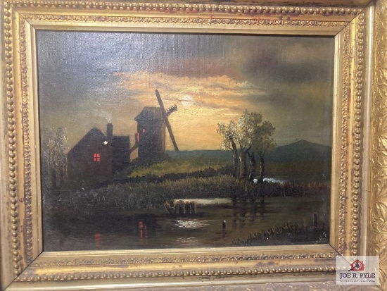 Oil on canvas "Windmill"