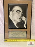 Ed Barrow Signed Check Photo Frame