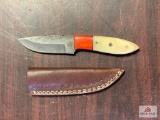 [119] Damascus blade skinning knife with sheath