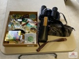 [198] Angler's Lot: Fly line, key holder, hooks, flies, lures, binoculars, etc