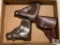 [547] Three Military Brown Leather Flap Holslters