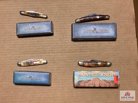 [465] Four Rough Rider Knives w/boxes