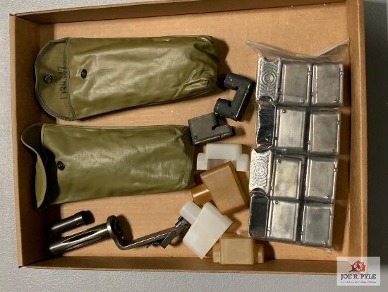 [527] Flat of M1 Garand Clips, Cleaning Accessories, Etc