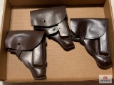 [545] Three Military Brown Leather Flap Holslters