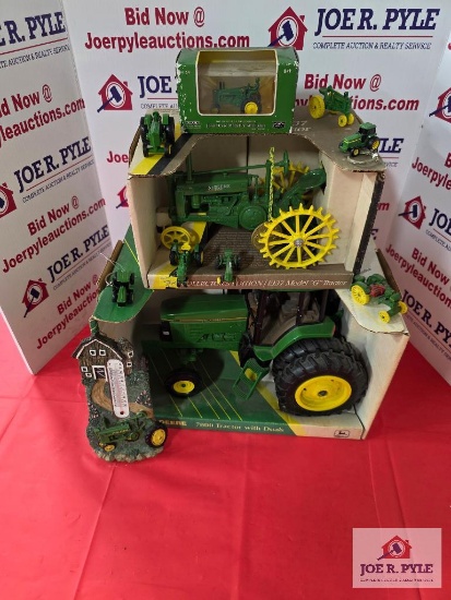 Assortment of John Deere collectible items, miniature