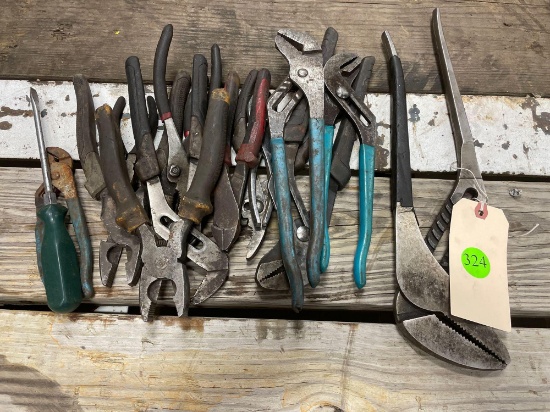 Assorted pliers, etc