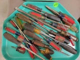 Large lot of flat head screw drivers