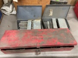 3 metal boxes w/ drill bits,etc