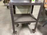 Steel table w/shelf; 25 in. x 18 in. x 38 in. tall; w/casters