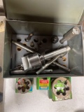 Metal bin w/dies, taps,etc