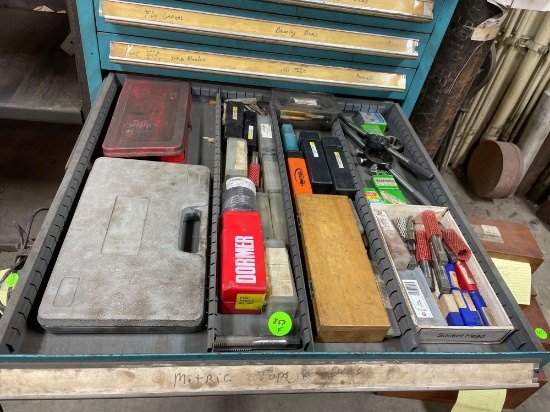 Drawer contents, metric taps & dies