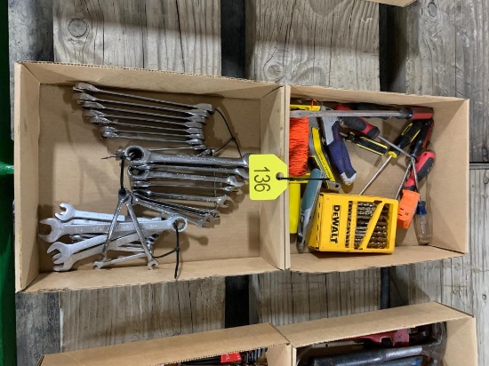 Boxes of Wrenches, Drills Bits, Screw Drivers