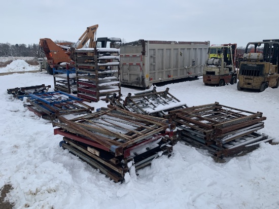 Large Lot of Stackable Metal Pallets
