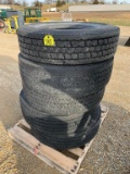 (4) Michelin 275/80R22.5 Tires