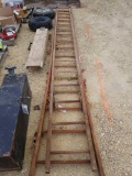 EXTENSION LADDER AND 1- WOODEN RAMP