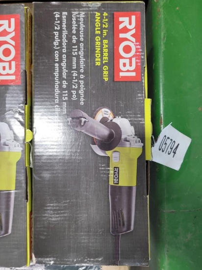 NEW Ryobi 4 1/2" Barrel Grip Angle Grinder