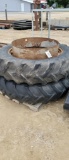 PAIR 14.9 X 38 TIRES ON CLAMP ON DUALS