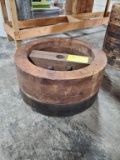 2 WOODEN BELT PULLEYS