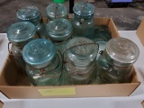 BOX OF CANNING JARS W/GLASS LIDS