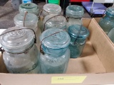 BOX OF CANNING JARS W/GLASS LIDS