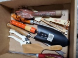 BOX OF GARDEN TOOLS