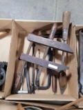 WOODEN CLAMP, HACK SAW, SODDER IRONS