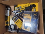 BOX OF ASSORTED DEWALT TOOLS